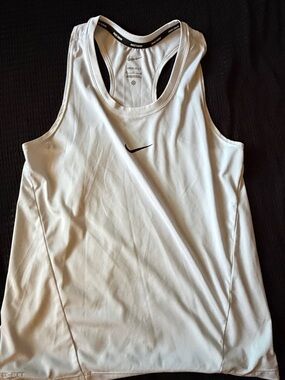Nike White Racerback Dri-FIT Tank with Black Swoosh